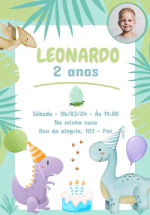 Invitación de cumpleaños Dinosaurio – Estático – Convites e Artes Digitais