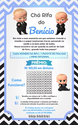 Convite Chá Rifa Poderoso Chefinho para Editar Online