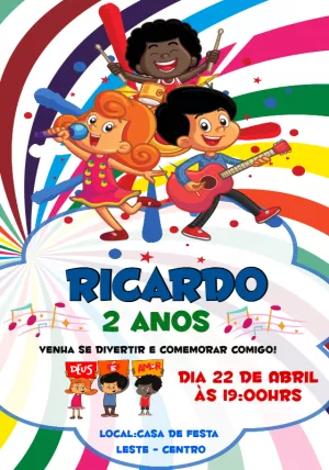 Convite Aniversário 3 Palavrinhas com Personagens para Editar