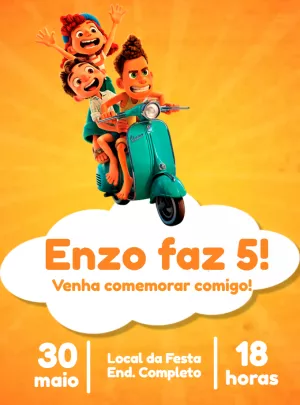 Convite de Aniversário Luca Disney para Editar Online