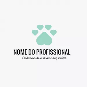 Logo Editável Pet Sitter e Dog Walker com Patinha para Editar