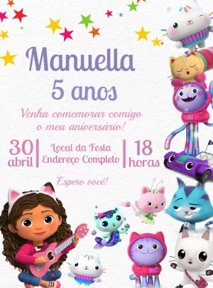 Convite Aniversário Casa Mágica da Gabby Editável Online