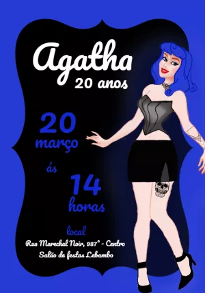 Convite de Aniversário Gótico com Boneca para Editar Online
