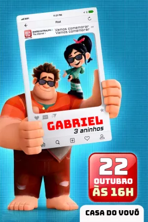 Convite de Aniversário Detona Ralph para Editar Online