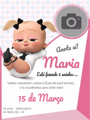 Convite de Aniversário A Poderosa Chefinha com Foto para Editar