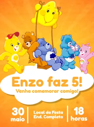 Convite de Aniversário Ursinhos Carinhosos para Editar Online