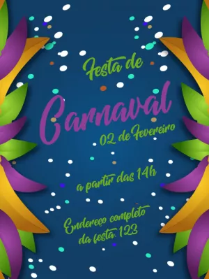 Convite de Carnaval com Confetes Coloridos para Editar Online