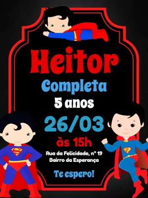 Convite de Aniversário Super-Homem para Editar Online