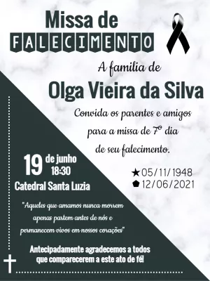 Convite Missa de Falecimento Mármore para Editar Online