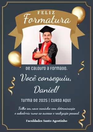 Cartão de Formatura com Foto para Editar e Imprimir