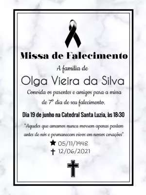 Convite Missa de Falecimento Mármore para Editar Online