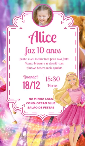 Invitación de cumpleaños Barbie – Estático – Baby Convites