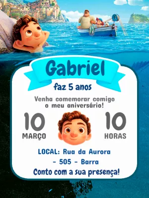 Convite de Aniversário Luca da Disney para Editar Online
