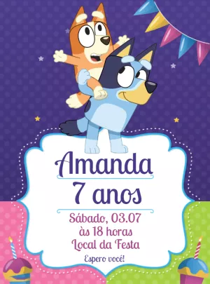 Invito di compleanno Bluey – Statico – Jonathan Fiuza