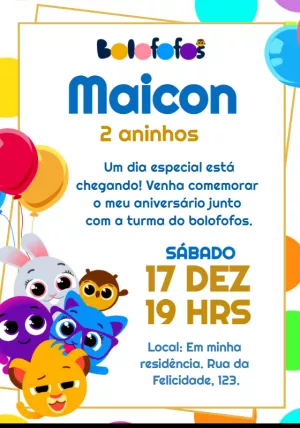 Invitación de cumpleaños Bolofofos – Estático – Erica Designer