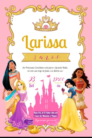 Invitación de cumpleaños Princesas – Estático – Efrata Designer