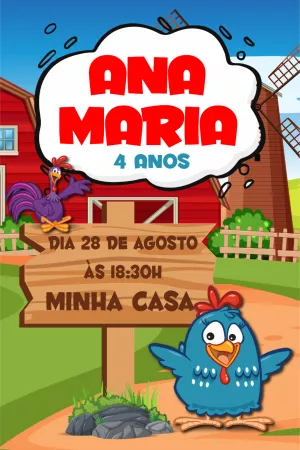 Convite Aniversário Galinha Pintadinha para Editar Online