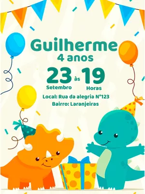 Invitación de cumpleaños Dinosaurio – Estático – Augusto Renan