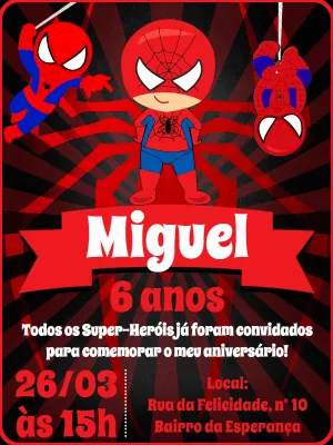 Convite Aniversário Homem Aranha Toy para Editar Online