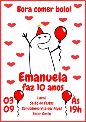 Convite de Aniversário Flork Meme para Editar Online