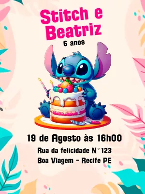 Invitación de cumpleaños Stitch – Estático – Augusto Renan