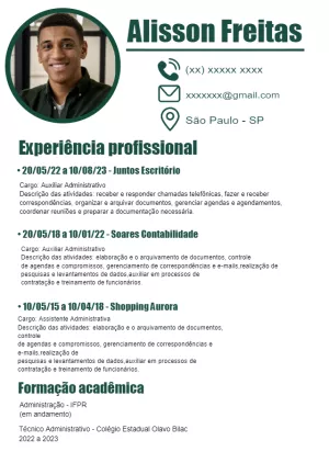 Currículo Profissional com Foto para Editar Online