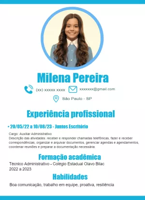 Modelo de Currículo com Foto Profissional para Editar Online