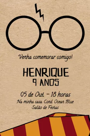 Convite de Aniversário Harry Potter para Editar Online