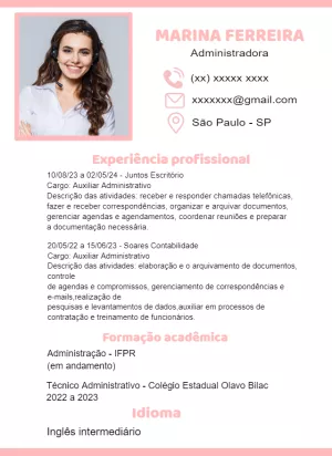 Currículo com Foto Profissional para Editar Online