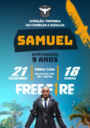 Convite de Aniversário Free Fire para Editar Online Facilmente