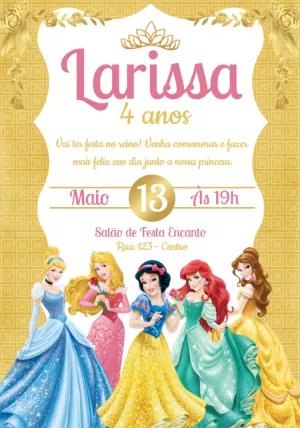 Invitación de cumpleaños Princesas – Estático – Convites e Artes Digitais