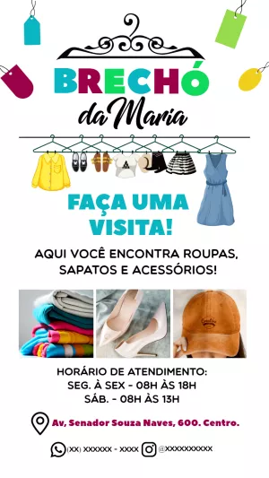 Flyer Editável para Divulgação de Brechó e Moda Sustentável