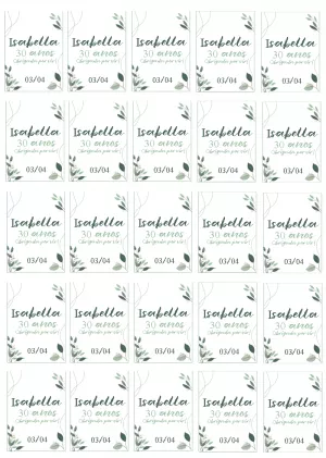 Tag de Aniversário Floral com Folhas Verdes para Editar Online