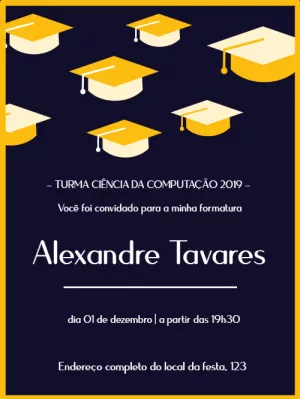 Convite de Formatura com Chapéus para Editar Online