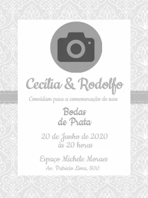 Convite Bodas de Prata com Foto para Editar Online