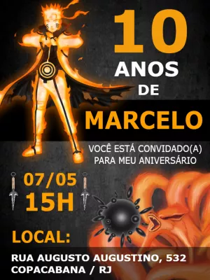 Convite de Aniversário Naruto Editável Online para Imprimir