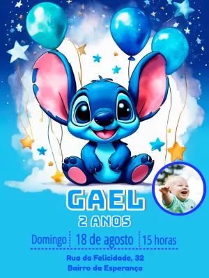 Invitación de cumpleaños Stitch – Estático – Pedro Henrique