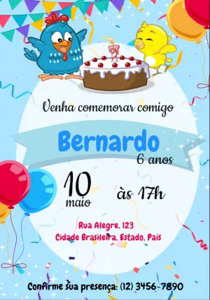 Convite de Aniversário Galinha Pintadinha para Editar Online