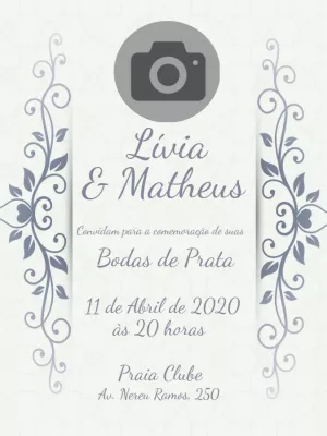 Convite Bodas de Prata com Foto para Editar Online