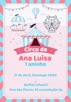 Invitation d'anniversaire Cirque – Statique – Thainá Nicolau 