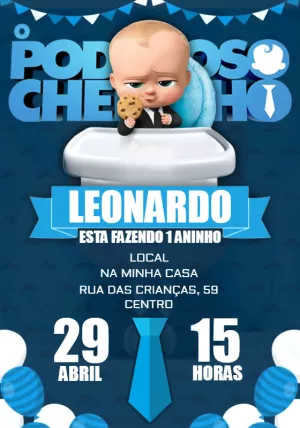 Convite de Aniversário Poderoso Chefinho para Editar Online