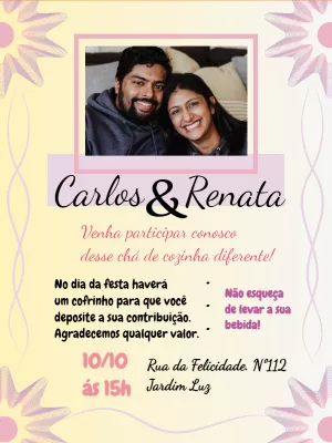Convite de Chá de Cozinha com Foto para Editar Online