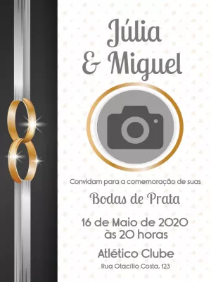 Convite de Bodas de Prata com Foto para Editar Online