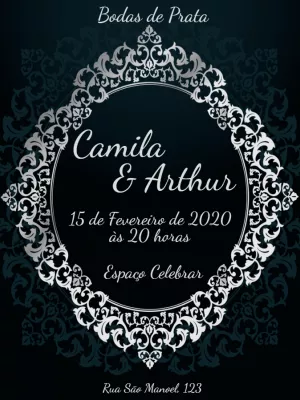 Convite de Bodas de Prata Elegante para Editar Online