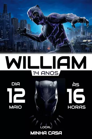 Convite de Aniversário Pantera Negra Editável Online