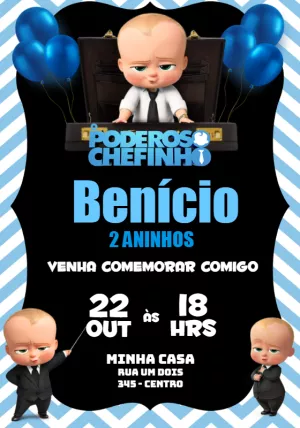 Convite de Aniversário O Poderoso Chefinho na Maleta para Editar