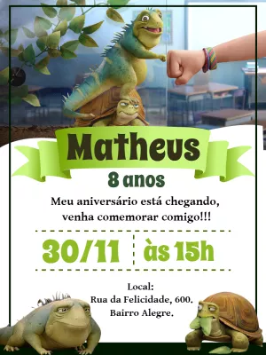 Convite Aniversário Léo Filme com Personagens para Editar Online