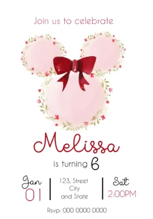 Floral Mouse Birthday Invitation Editable Template