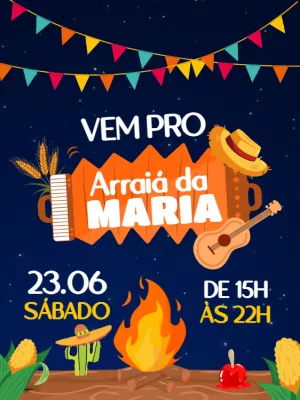 Convite de Festa Junina com Fogueira e Sanfona para Editar Online