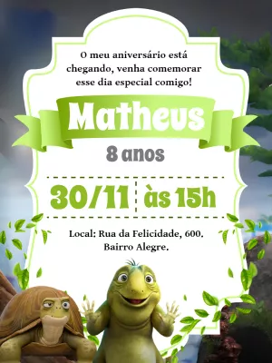 Convite Aniversário Filme Léo com Personagens para Editar Online